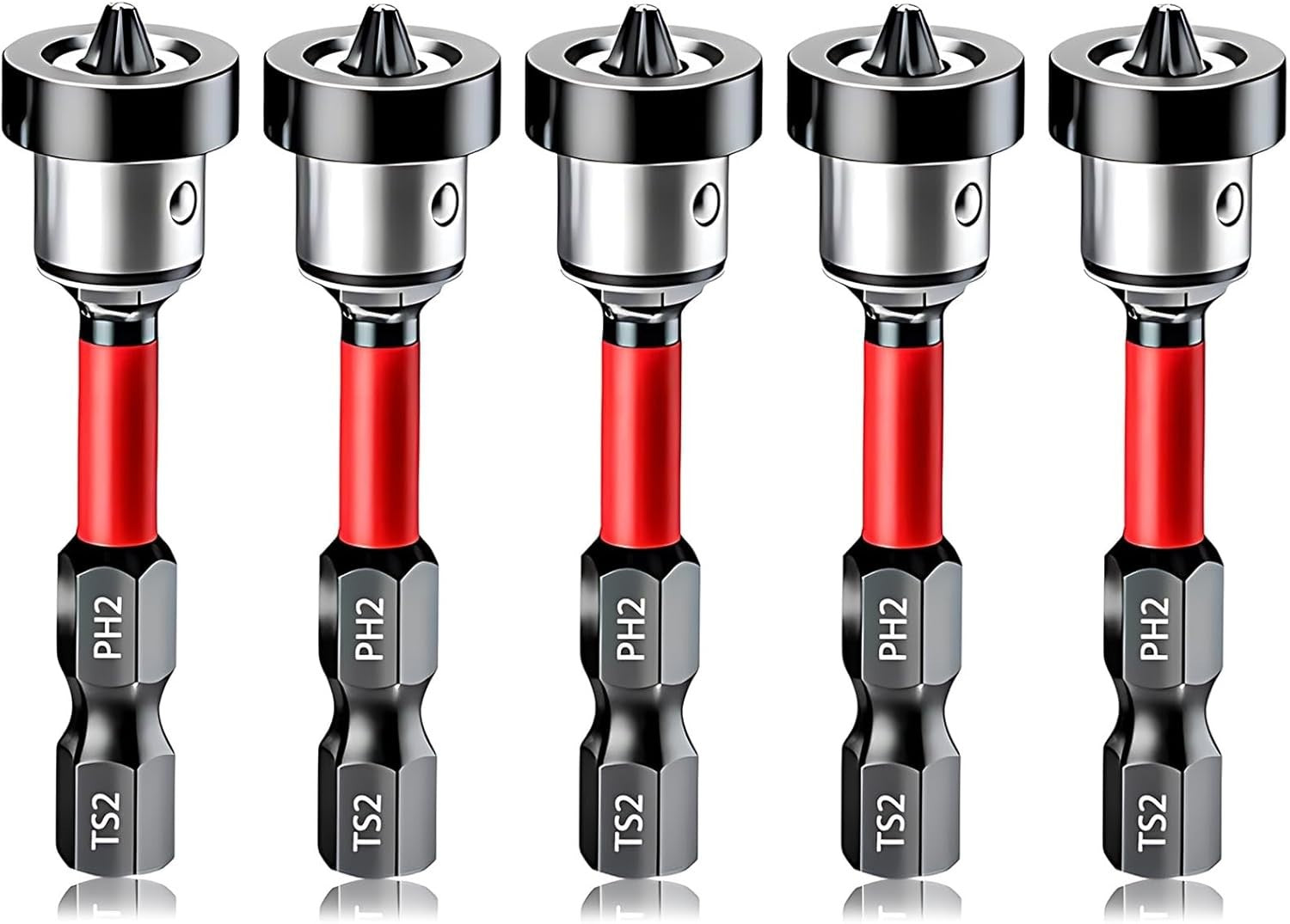 5PCS Plasterboard Screw Setter Bit PH2 50mm Magnetic 1/4" Hex Shank Drywall Tool