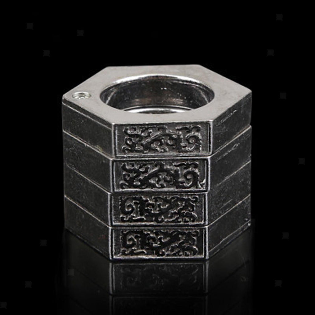 4 Set Hexagon Round Retro Outdoor/Safe 4-Finger Ring for Outdoor Camping