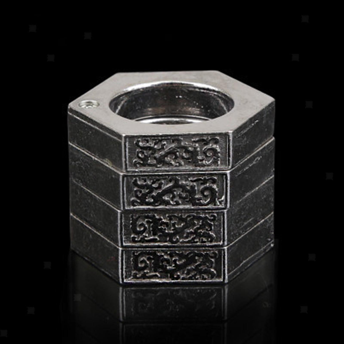 4 Set Hexagon Round Retro Outdoor/Safe 4-Finger Ring for Outdoor Camping