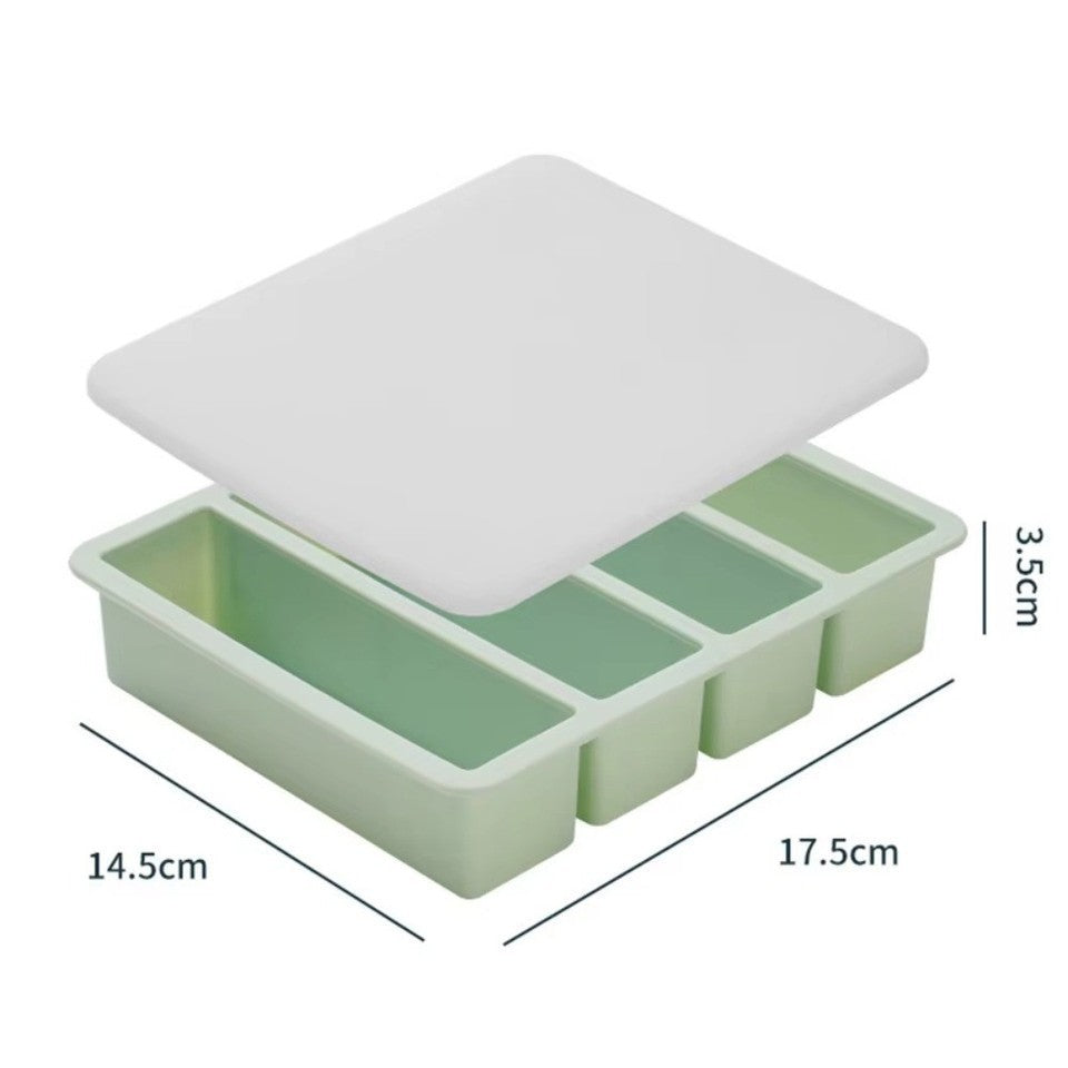 Silicone Food Freezing Molds 4 Grids Food Sauce Storage Durable Freezer Trays