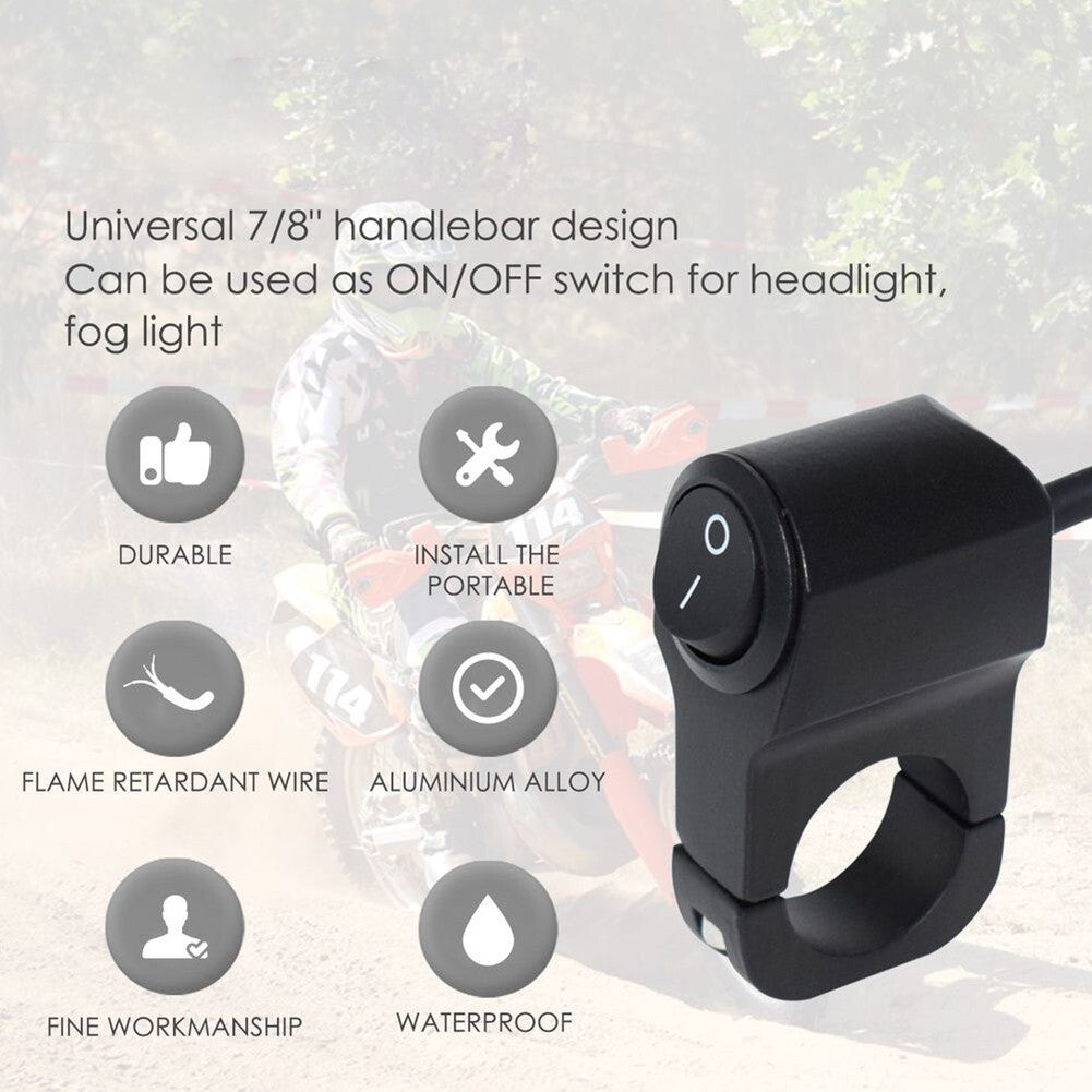 Waterproof Motorbike Motorcycle Handlebar Fog Spot Light On Off Switch 120W 12V
