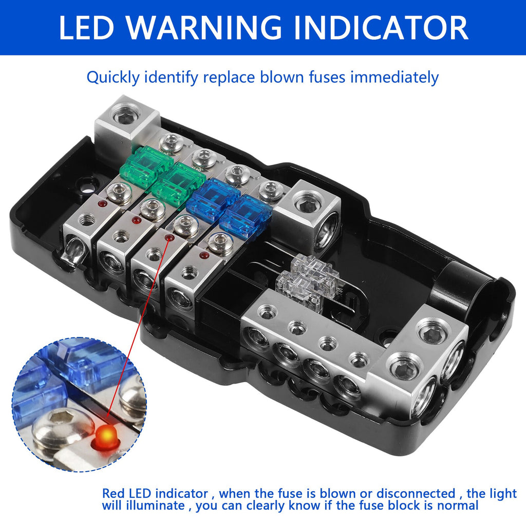 Mini ANL fuse holder distributor 4-way distribution block 2x input + 4x output