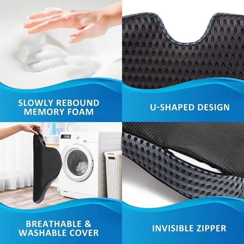 Universal Car Seat Cushion Thick Wedge Memory Foam Office Chair Pad Mat