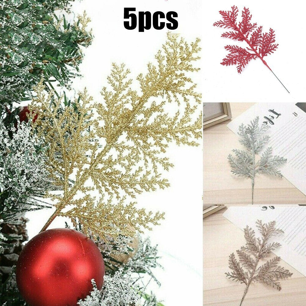 Artificial Leaves Garland Christmas Tree Decor 5pcs Rose Gold/Silver/Gold/Red