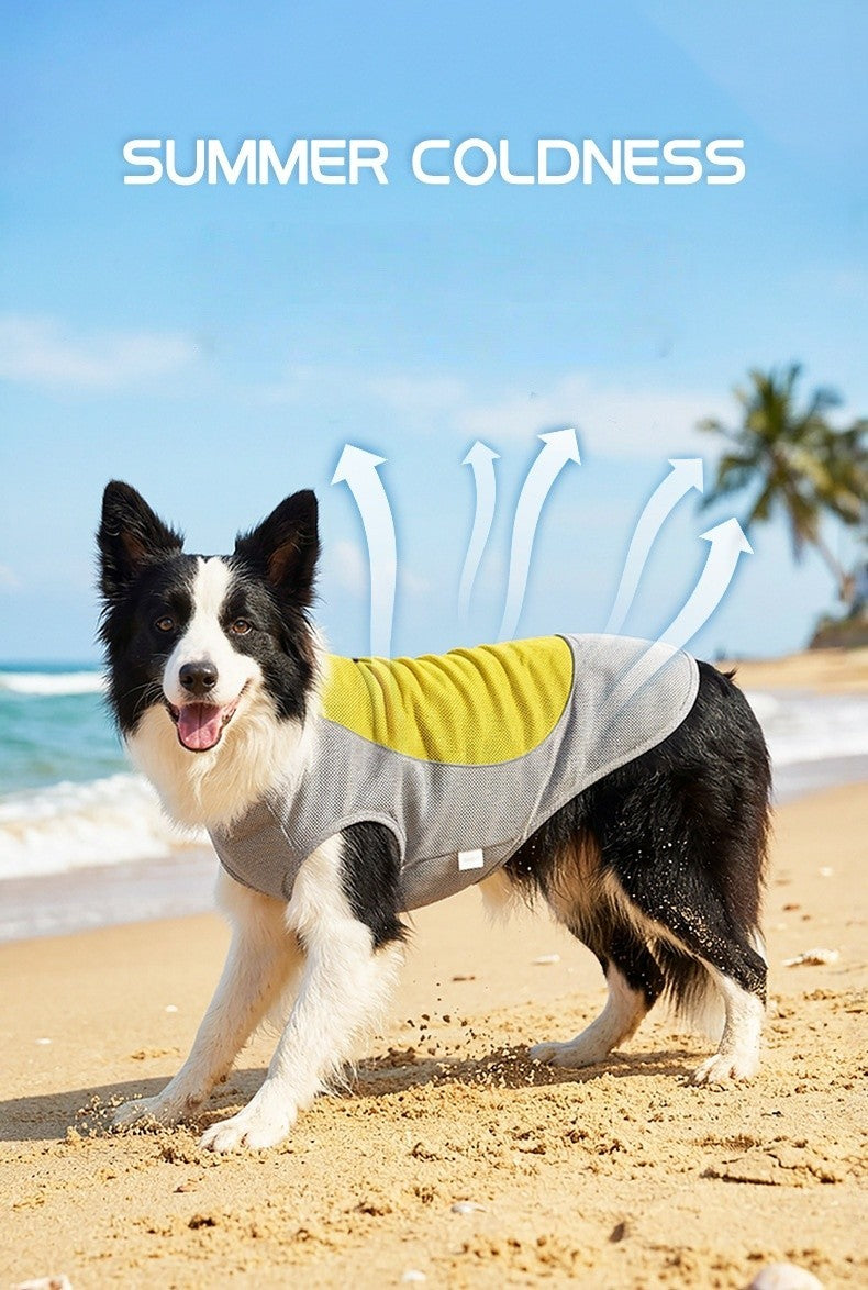 PET DOG CAT COOLING COAT  SUMMER COOL VEST Reflective Pocket can place ice pack