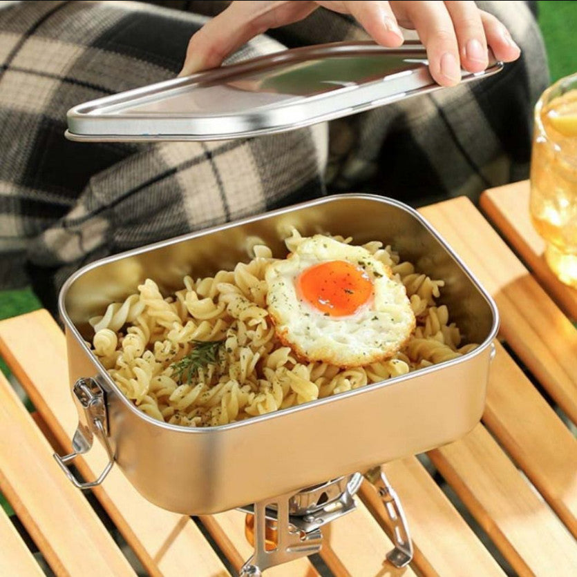 304 Stainless Steel Bento Box with Dividers Metal Lunch Food Storage Container