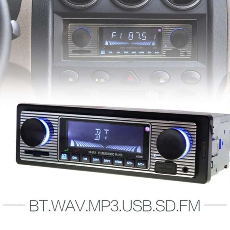 Retro Vintage Style Car Bluetooth Radio / Head Unit - Stereo - MP3 USB/AUX/SD/FM