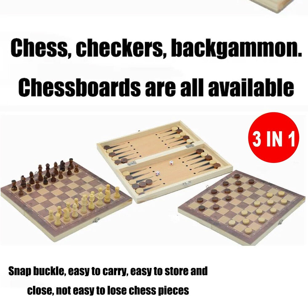 XL Large Chess Wooden Set Folding Chessboard Pieces Wood Board Chess Board 39CM