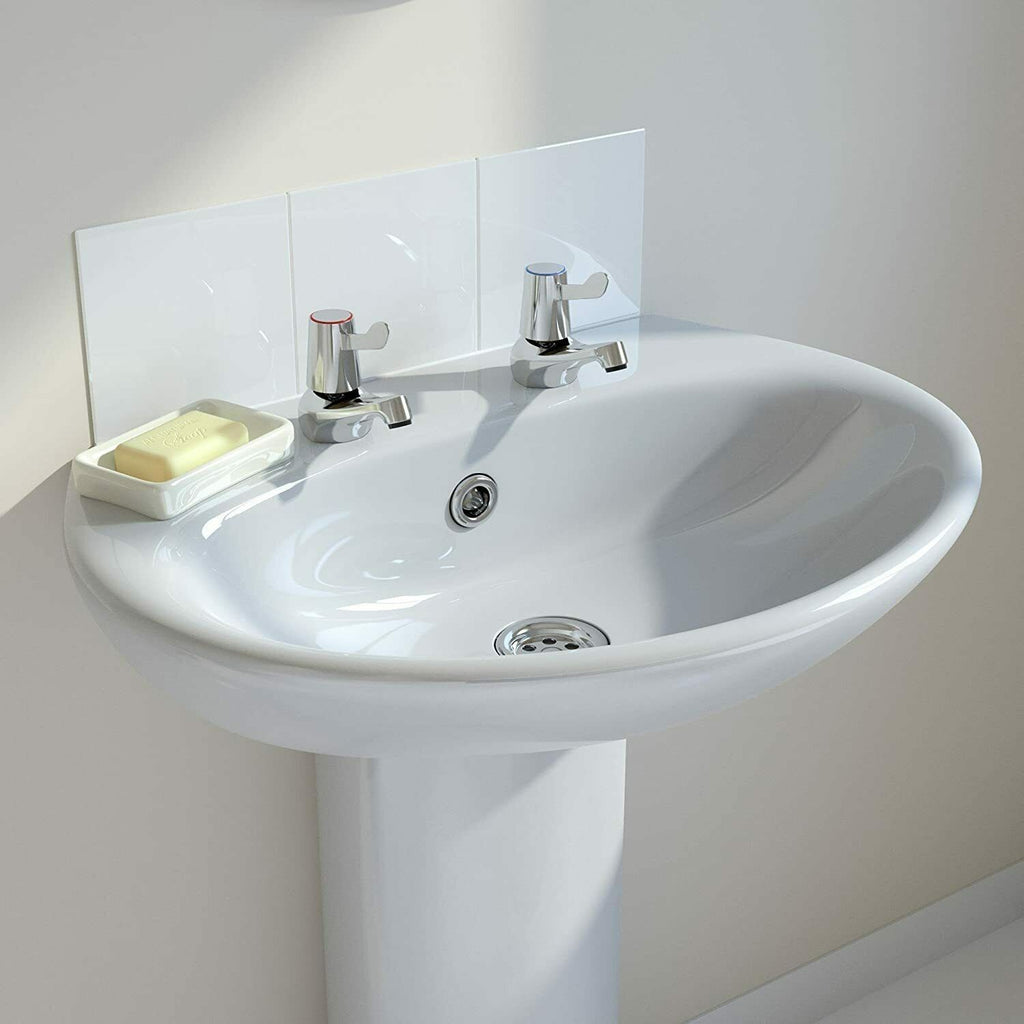 1x Pair Basin Sink Pillar Taps Disabled Lever 1/4 Turn Chrome 1/2" Hot Cold Set