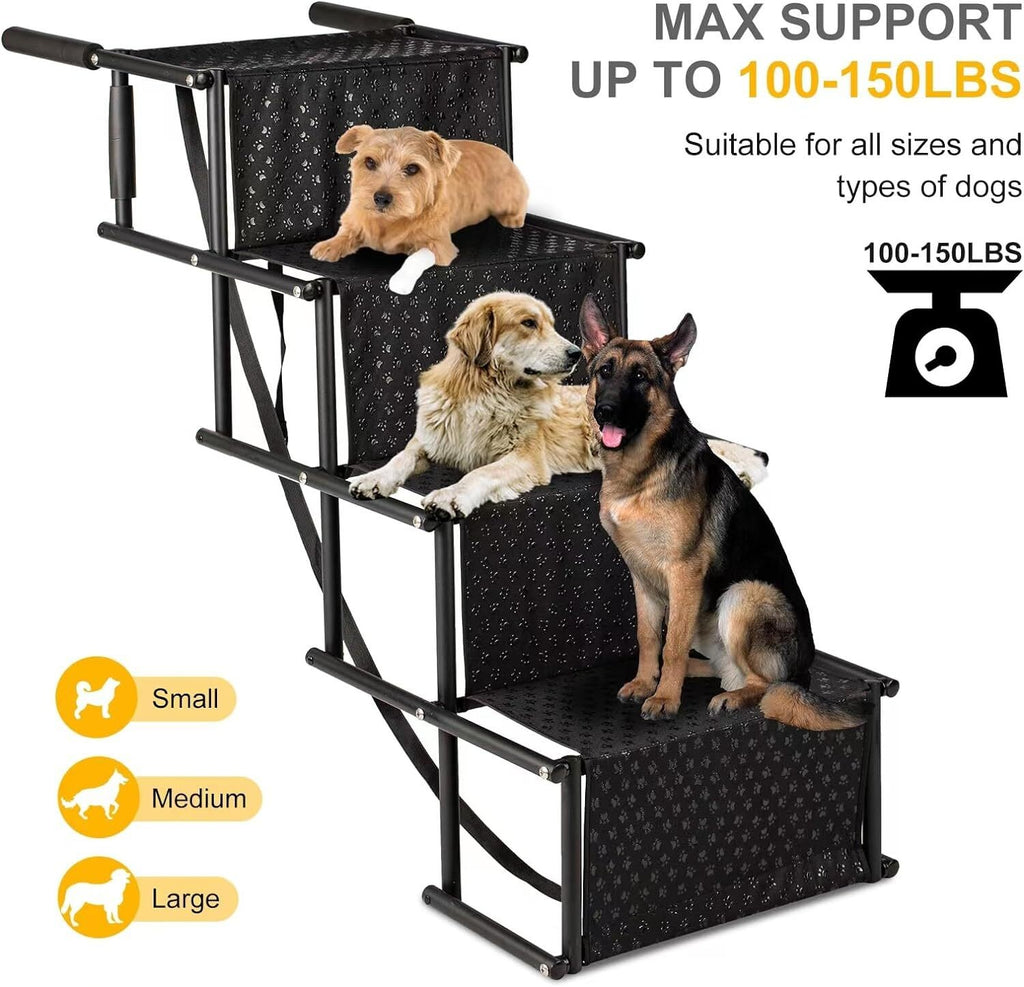 4 Step Stairs Folding Portable Dog Ramp Car Boot Access Ladder for Pet Dog Cat
