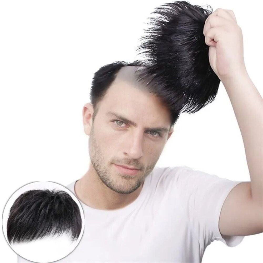 Breathable Thick Human Hair Toupee with Around Hair Men Wig Piecees