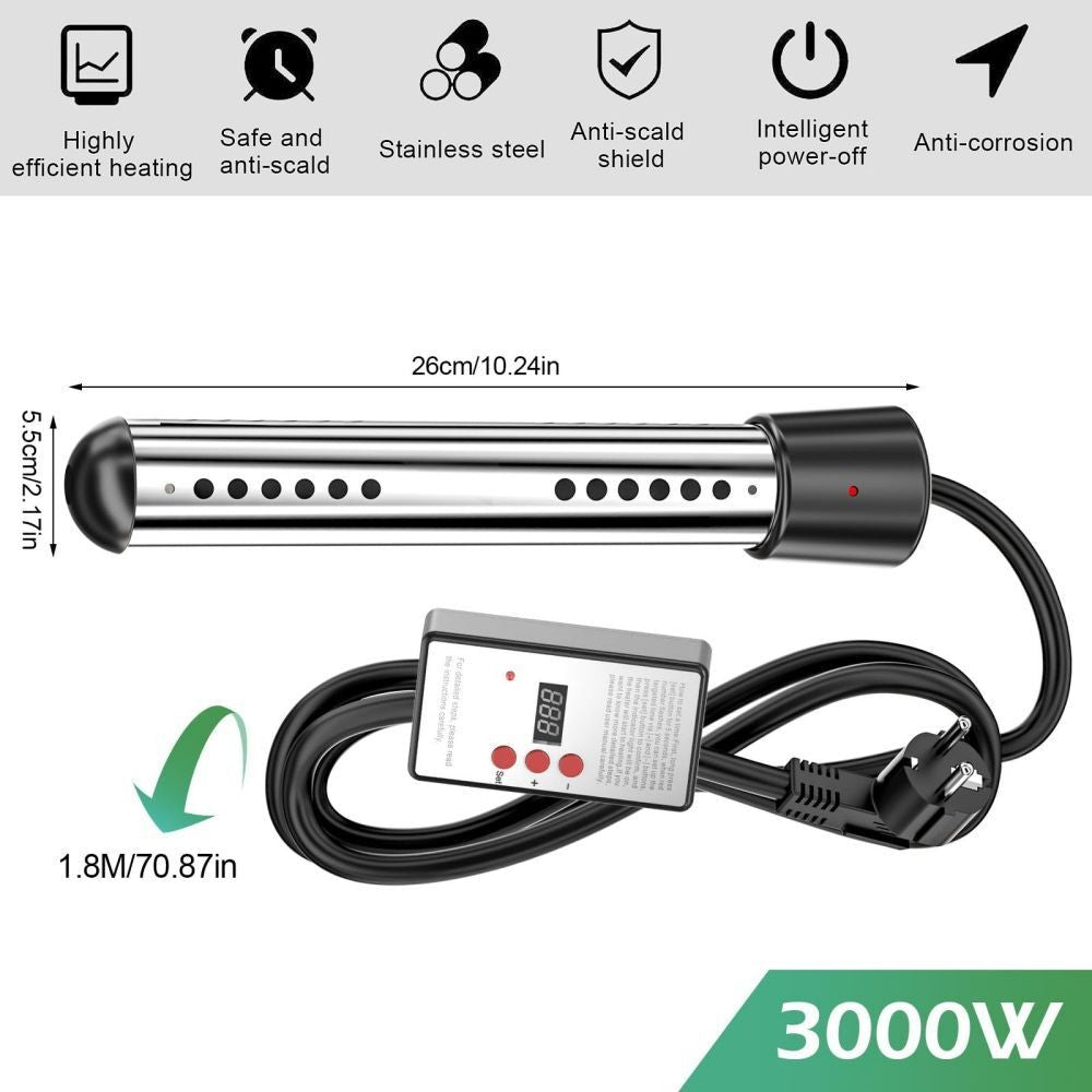 Electric Immersion Water Heater 3000W Portable Suspension Bath Hot Fast Boiler