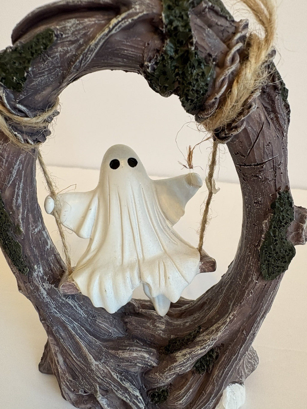 Swinging Ghost on Tree Swing - Cute Spooky Halloween Decor