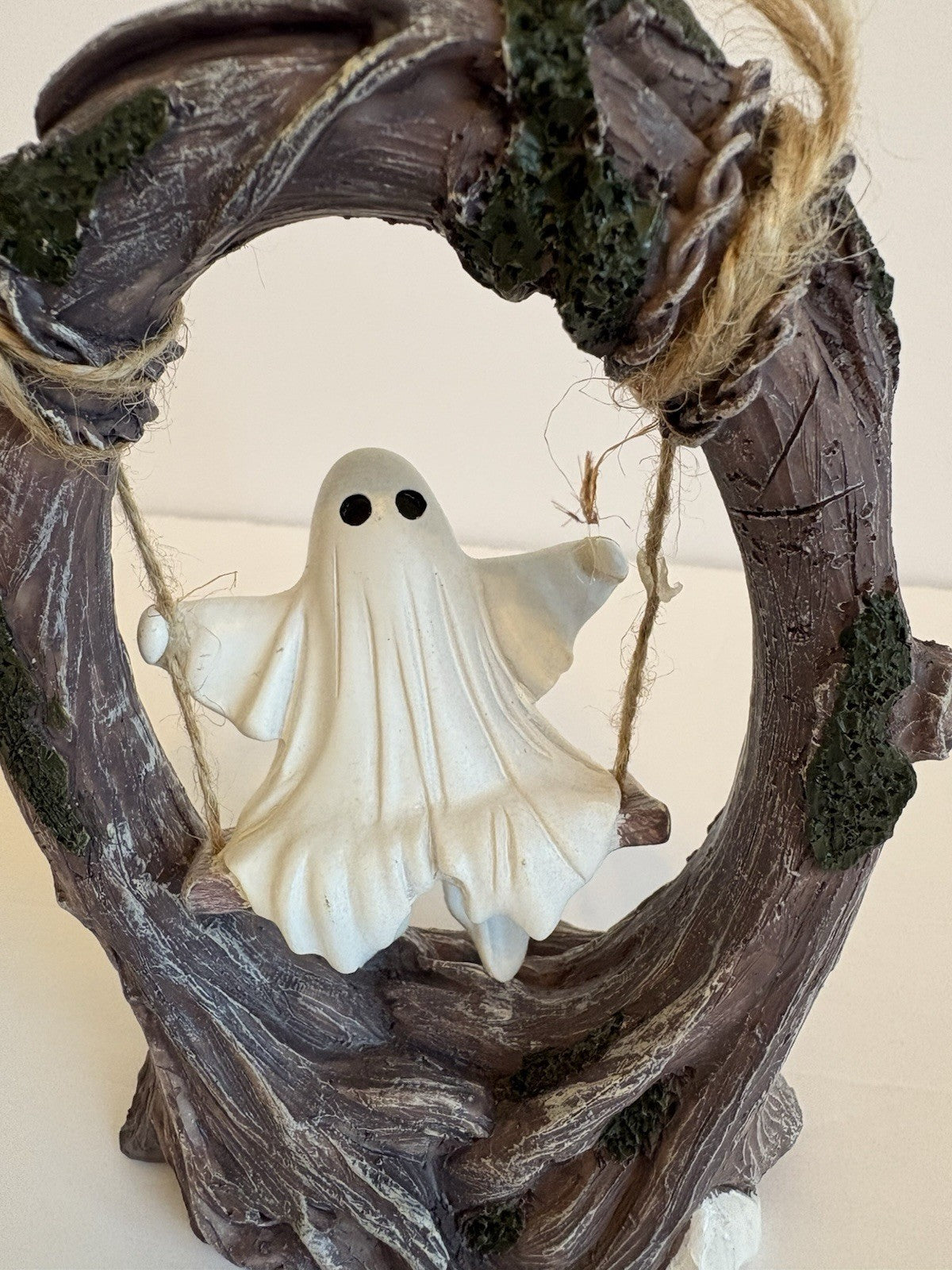 Swinging Ghost on Tree Swing - Cute Spooky Halloween Decor