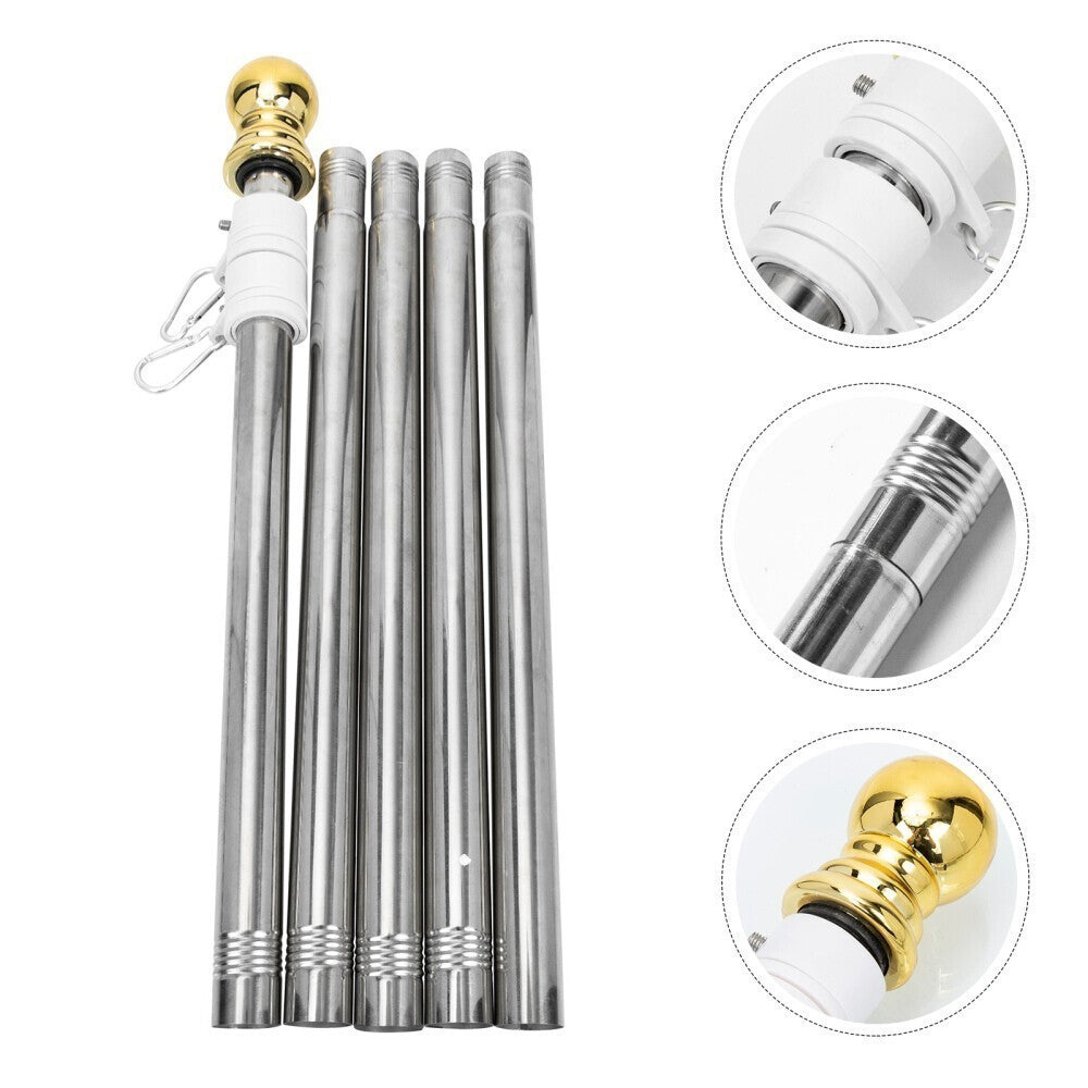 Full Set Yard Adjustable Flagpole Aluminium Sectional Flag Pole Kit With Ball UK