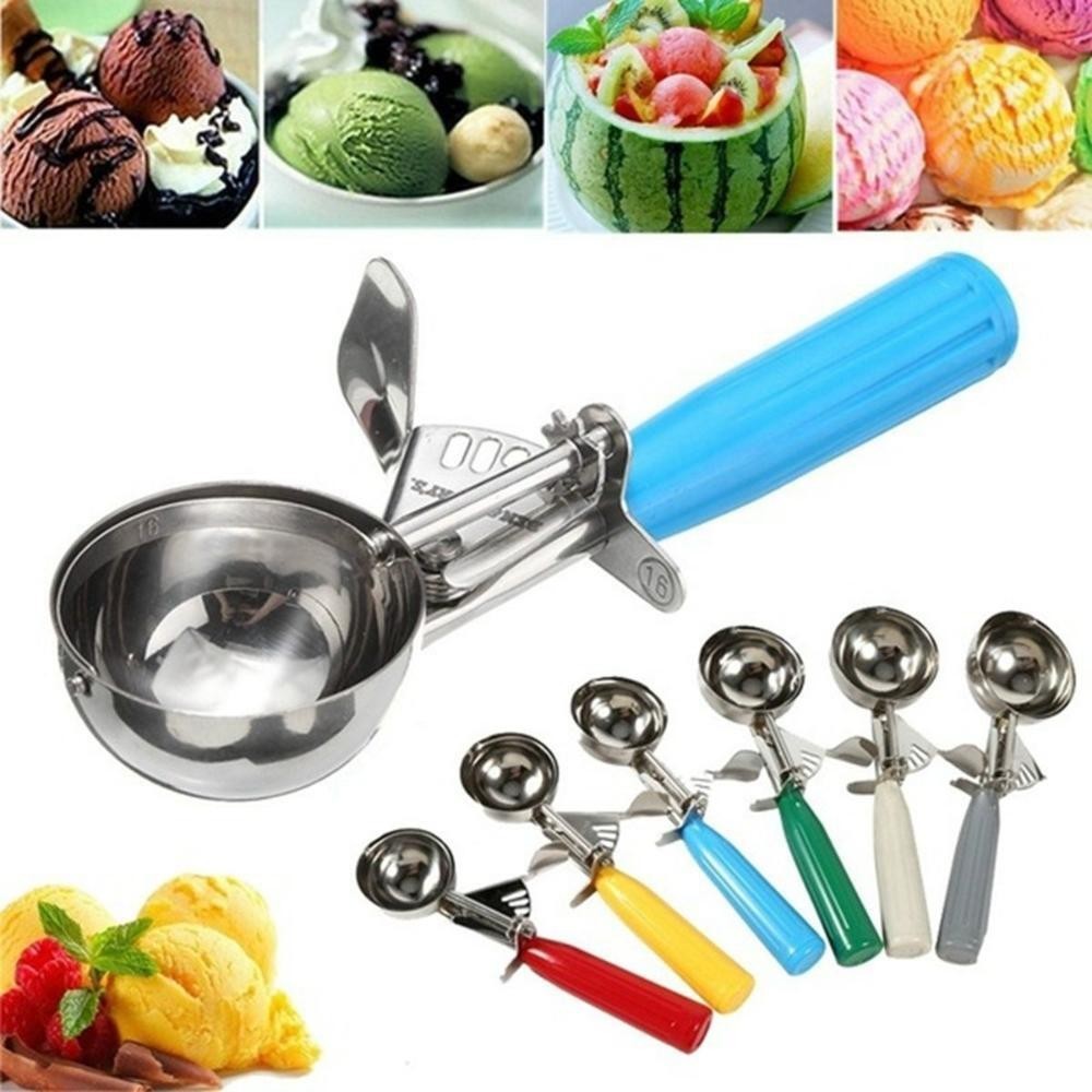 Kitchen Tool Ice Cream Scoop Stainless Steel Mash Potato Spoon Balls Scooper UK