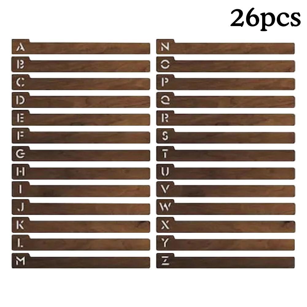 26 Piece Wooden Vinyl Dividers A-Z for Alphabetical Record Organization