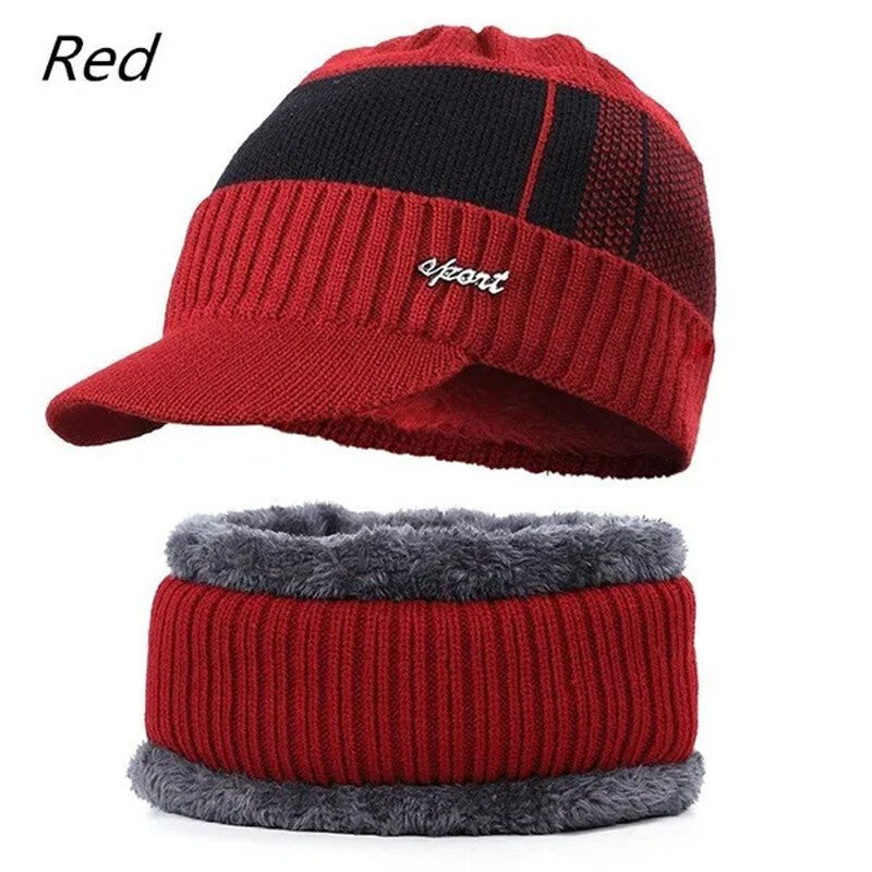 Men's Women's Winter Beanie Hat and Scarf Set Warm Fleece Knitted Cap Unisex UK