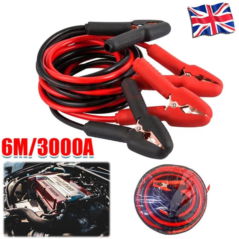 6+6M Heavy duty Jump Leads 3000AMP Car Van Battery Starter Booster Cables Jumper
