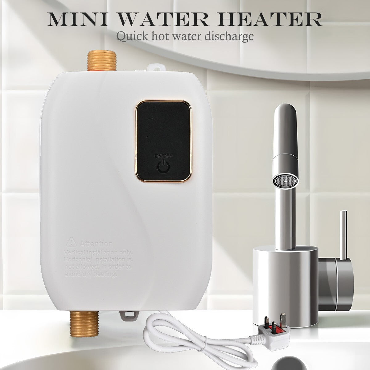 Electric Tankless Instant 3KW Hot Water Heater Under Sink Tap Kitchen BathRoom