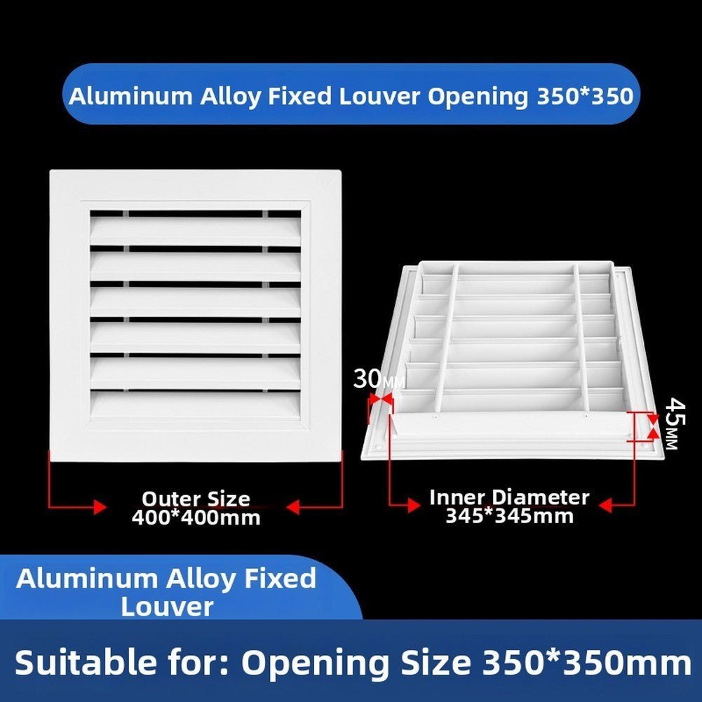 Aluminum Fixed Louver Grille for Air Circulation in Attic and Shed 350x350mm