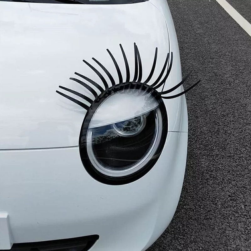 Black 2Pcs Car Eyelash  Sticker Lash Decal Universal For Headlight Body Decor
