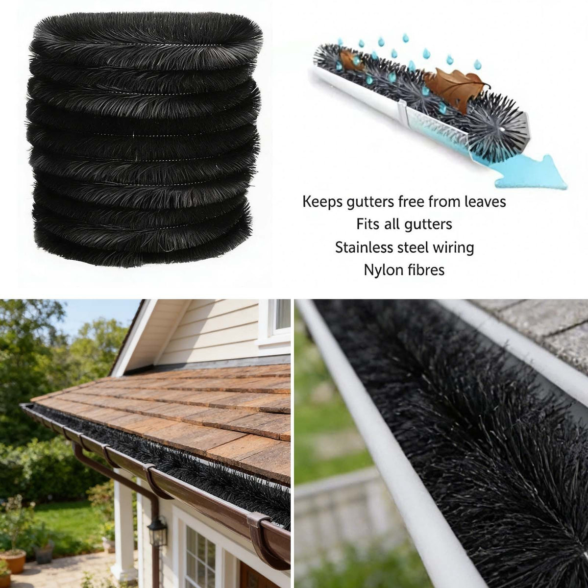Gutter Brush Leaf Guard Highest Quality Drain Filter Shield protection 4-16M