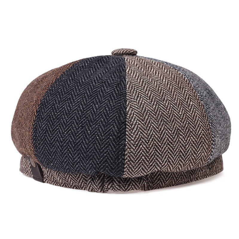 Peaky Blinders Hat Newsboy Flat Cap Herringbone Tweed Wool Baker Boy Gatsby