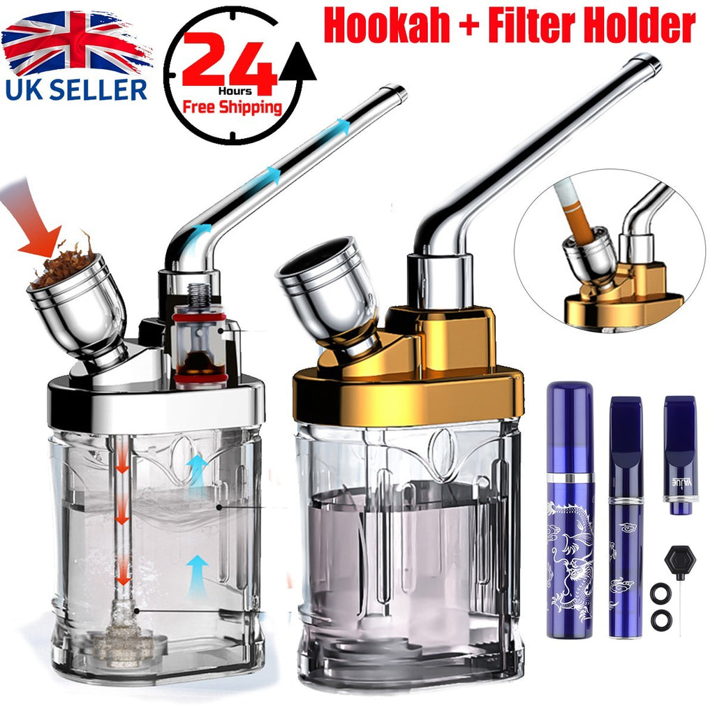 Portable Mini Hookah Shisha Tobacco Water Filter Smoking Pipe w/Cigarette Holder