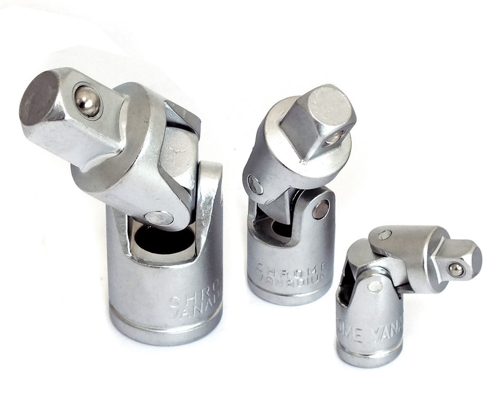 Universal Joint Socket Adapters 3 Piece Flexible Swivel Knuckles 1/4" 3/8" 1/2"
