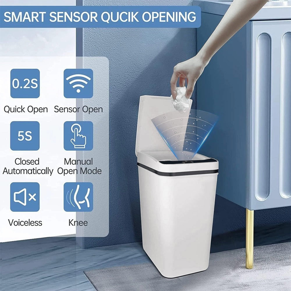 Motion Sensor Waste Bin Rubbish Kitchen Trashcan 12L Automatic Trash Can Smart
