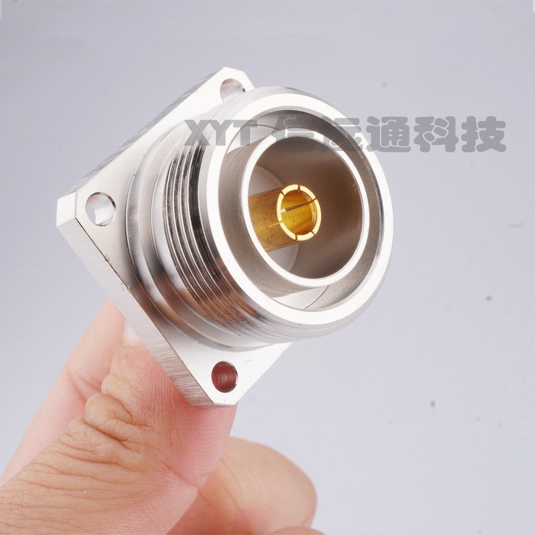 L29 7/16 DIN-KFD  Connector Straight 4 Hole Flange  Solder Cup RF Connector