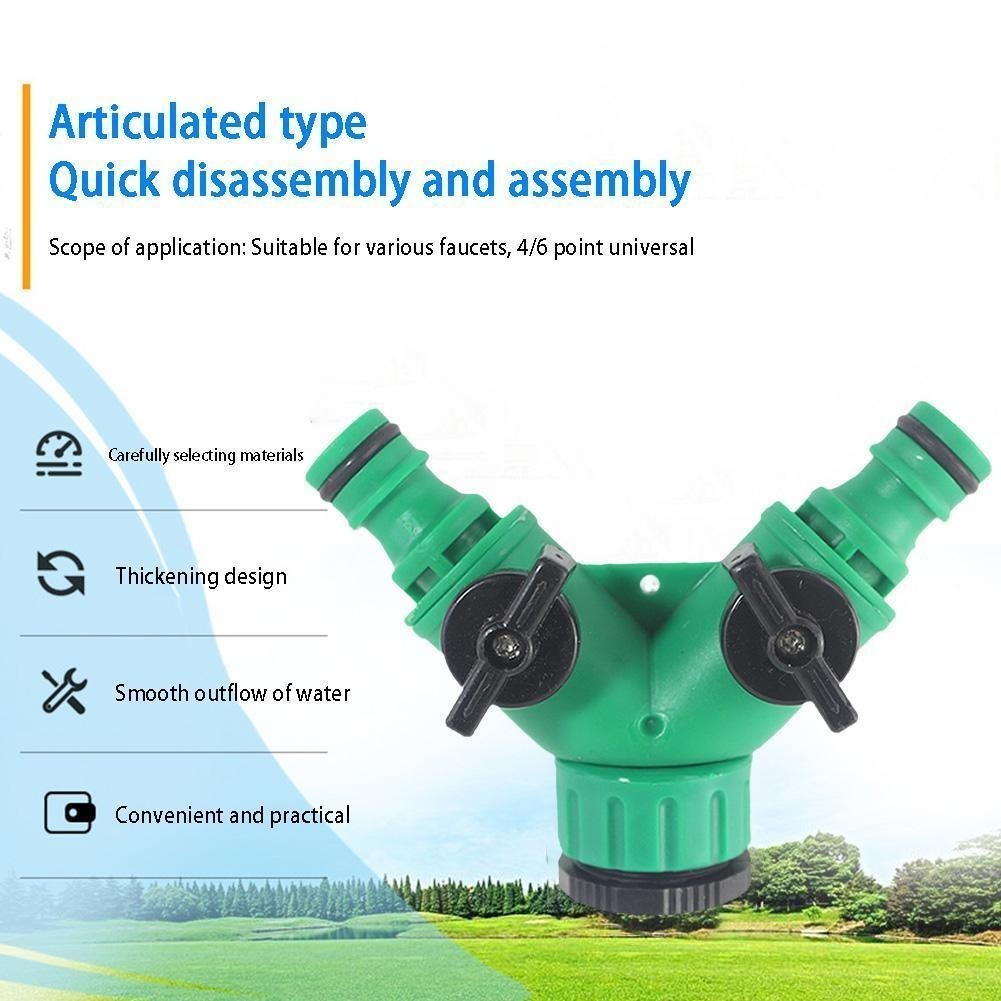 2 Way Double Outside Garden Water Hose Pipe Tap Splitter Dual '' Connector UK