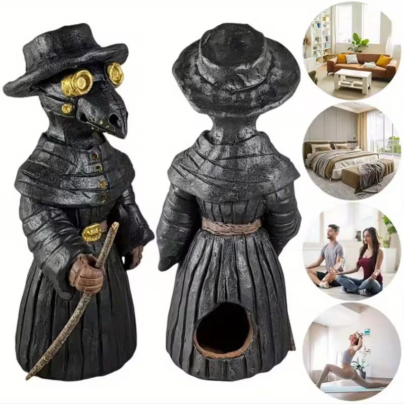 Plague Doctor Incense Burner Halloween Ornament Mr. Mini Crow Statue Home Decor