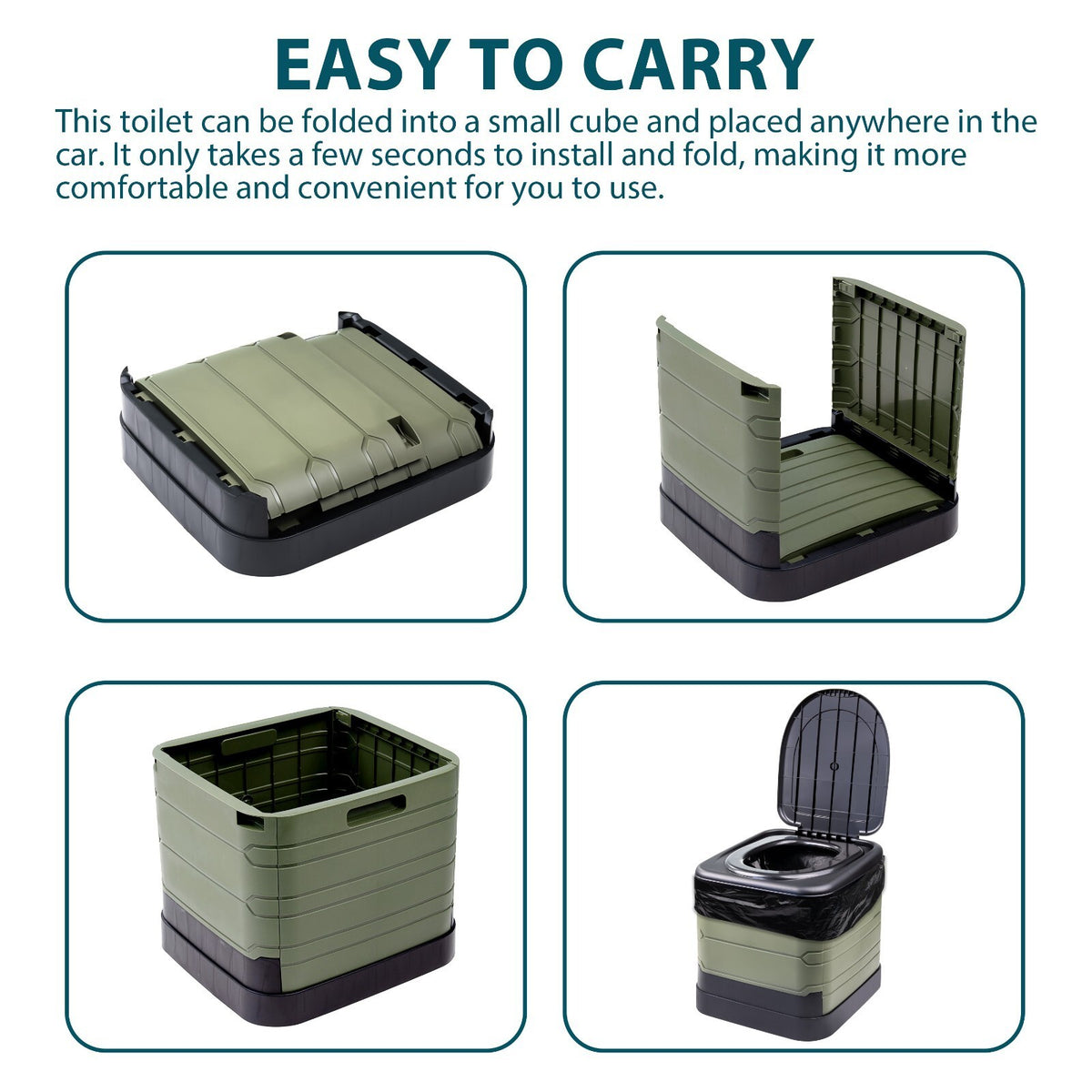 24L PORTABLE FOLDING CAMPING TOILET COMPACT POTTY LOO CARAVAN PICNIC FISHING
