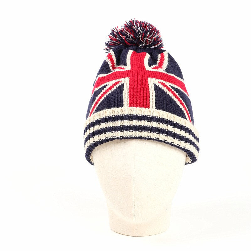 Knitted Woolly Hat Union Jack Unisex Adult Size British Flag Beany Cap UK