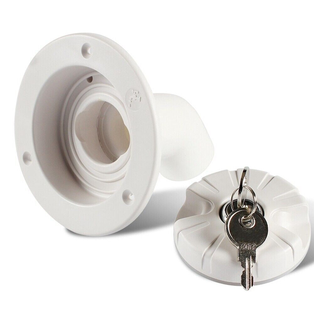 White Fresh Water Tank Locking Inlet Filler Cap ,For Motorhome Campervan Caravan