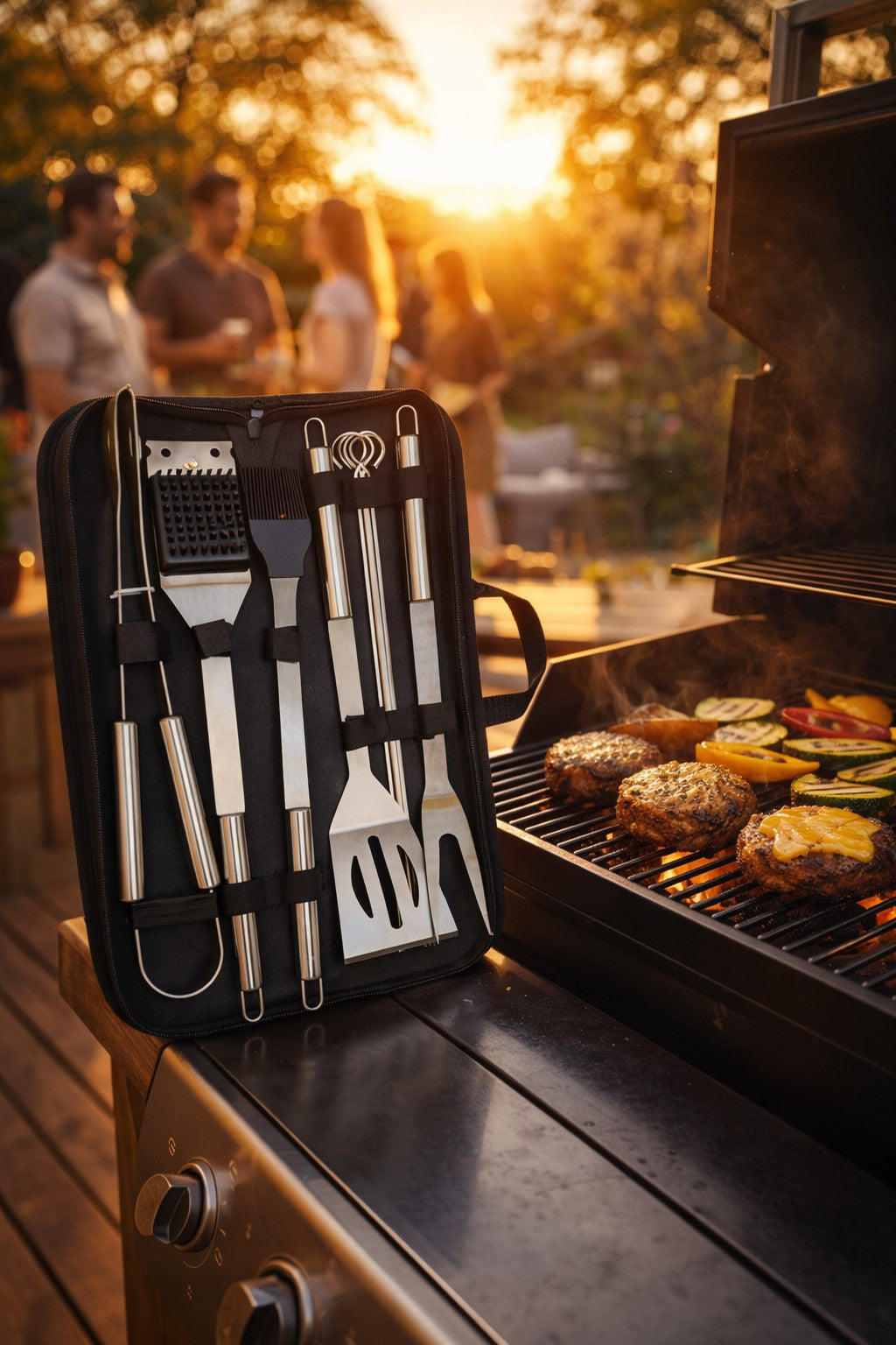 6PCS BBQ Tool Set Stainless Steel Barbecue Accessories Kit With Carry Case