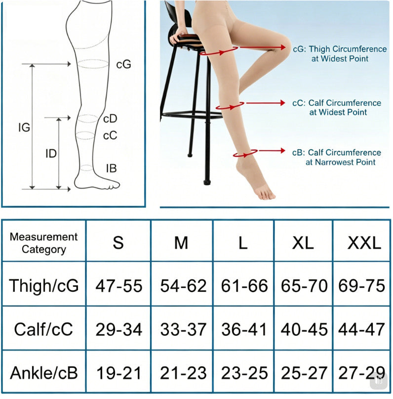 Graduated Medical Compression Thigh High Support Stocking Open/Closed Toe Socks