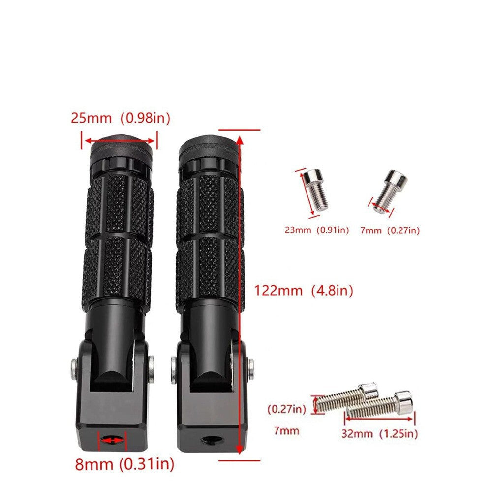 Motorcycle Rear Footpegs Footrests Foot Pegs Rests Foldable Passenger Pedal 90°