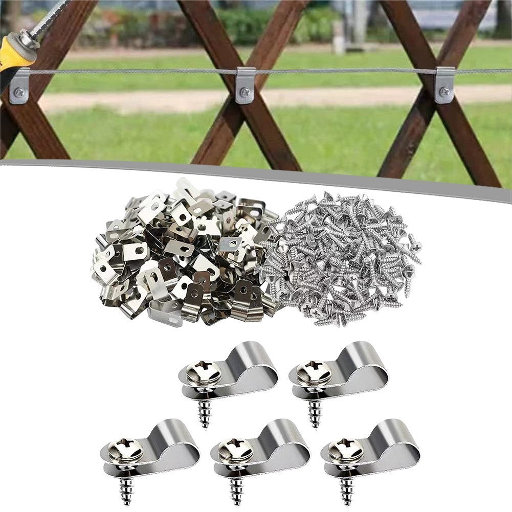100 Pack of Rust Resistant Wire Clips with Screws for Fencing Applications