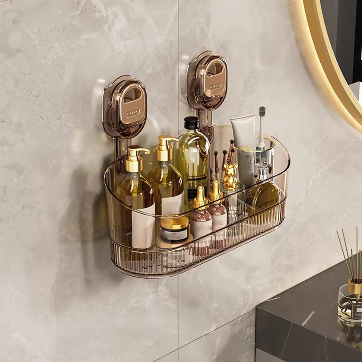 Bathroom Shampoo Storage Shelves Powerful Suction Cup Storage Rack for Bathroom