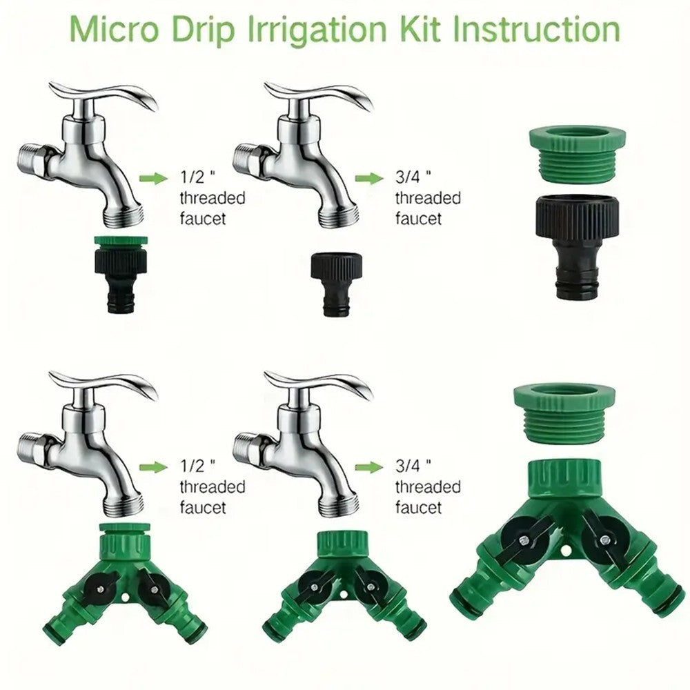 50M Drip Irrigation System Kit Garden Watering Hose Spray Nozzles