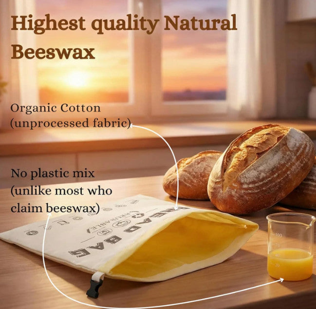 Loafguard Beeswax Bread Bag,Beeswax Bread Bags with Natural Bees Wax,Reusable
