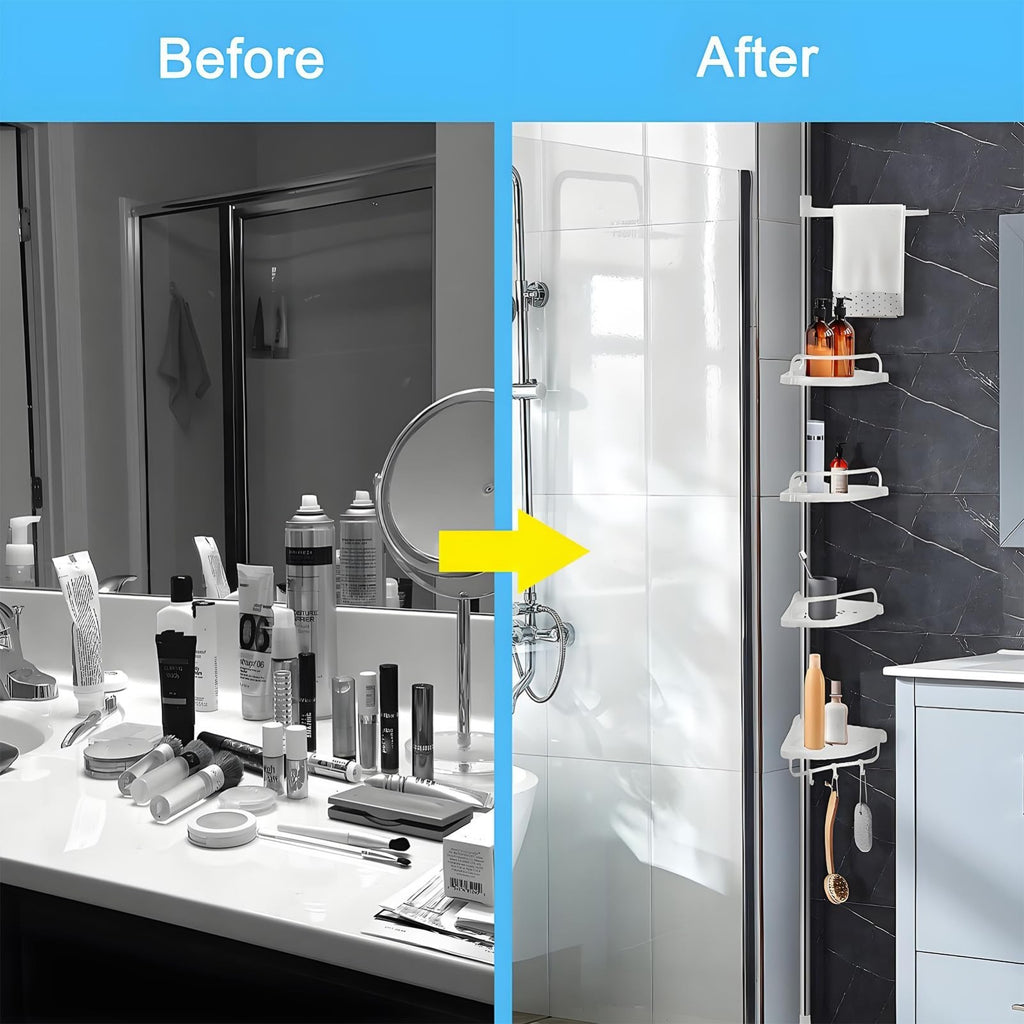 4 Tier Telescopic Bathroom Wall Corner Shelf Rack Shower Caddy Storage Organizer