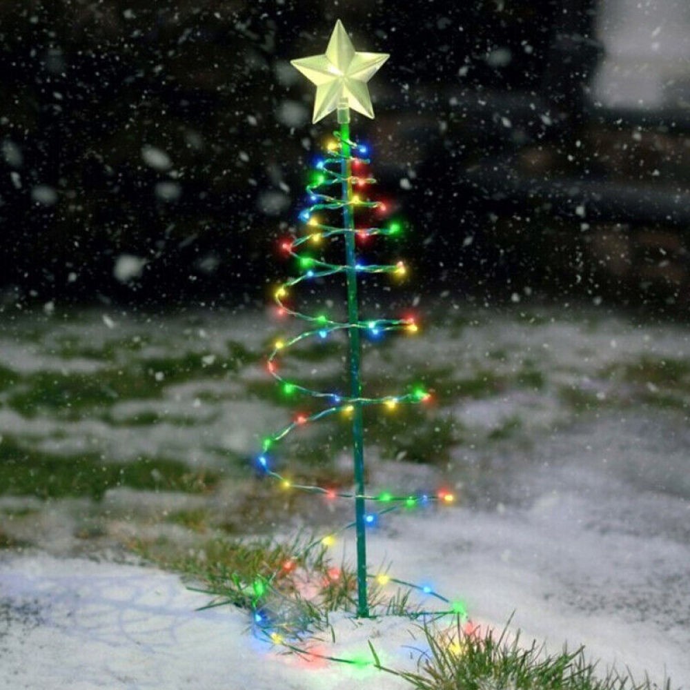 Solar Powered LED Christmas Tree Stake Star Light Outdoor Yard Garden Pathway UK