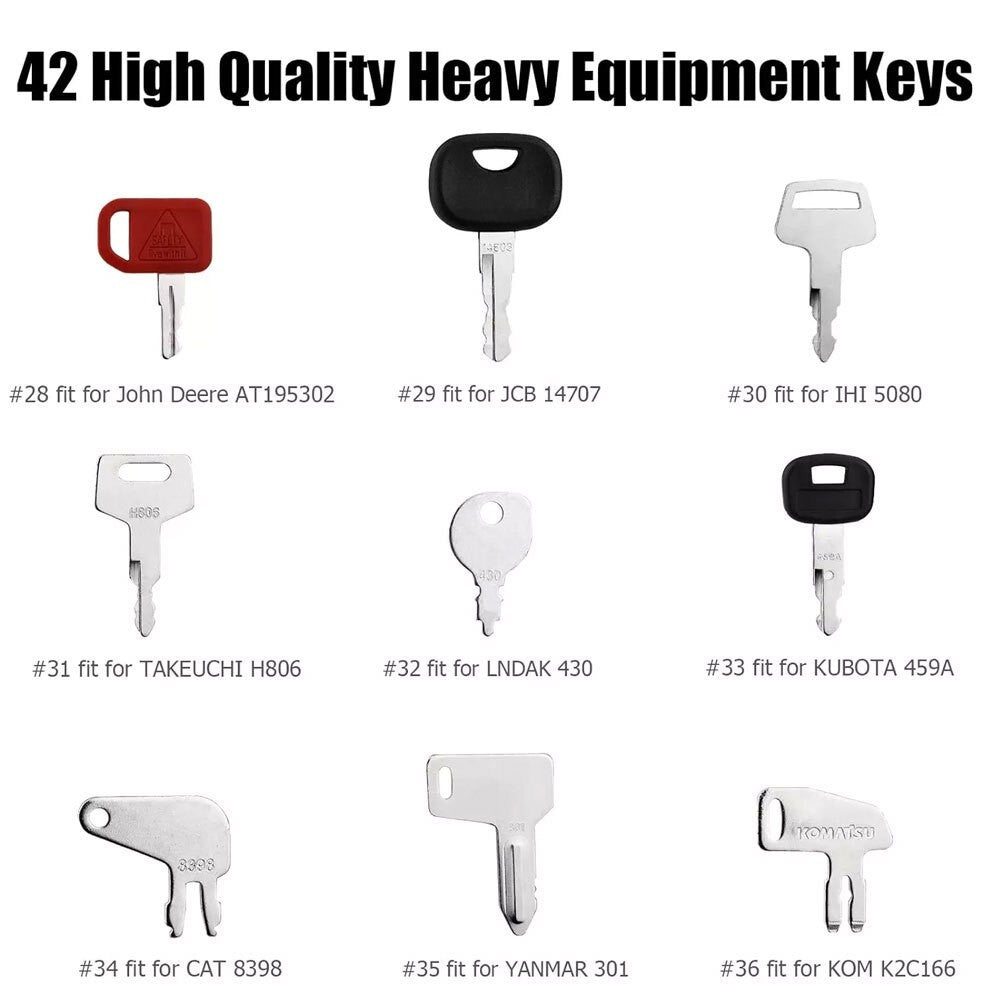 Construction Machinery Ignition Keys 42 Heavy Equipment Master Key Set