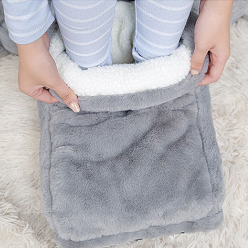 Unisex Electric Heated Foot Warmer Winter Home Office Plush Feet Warming Boot