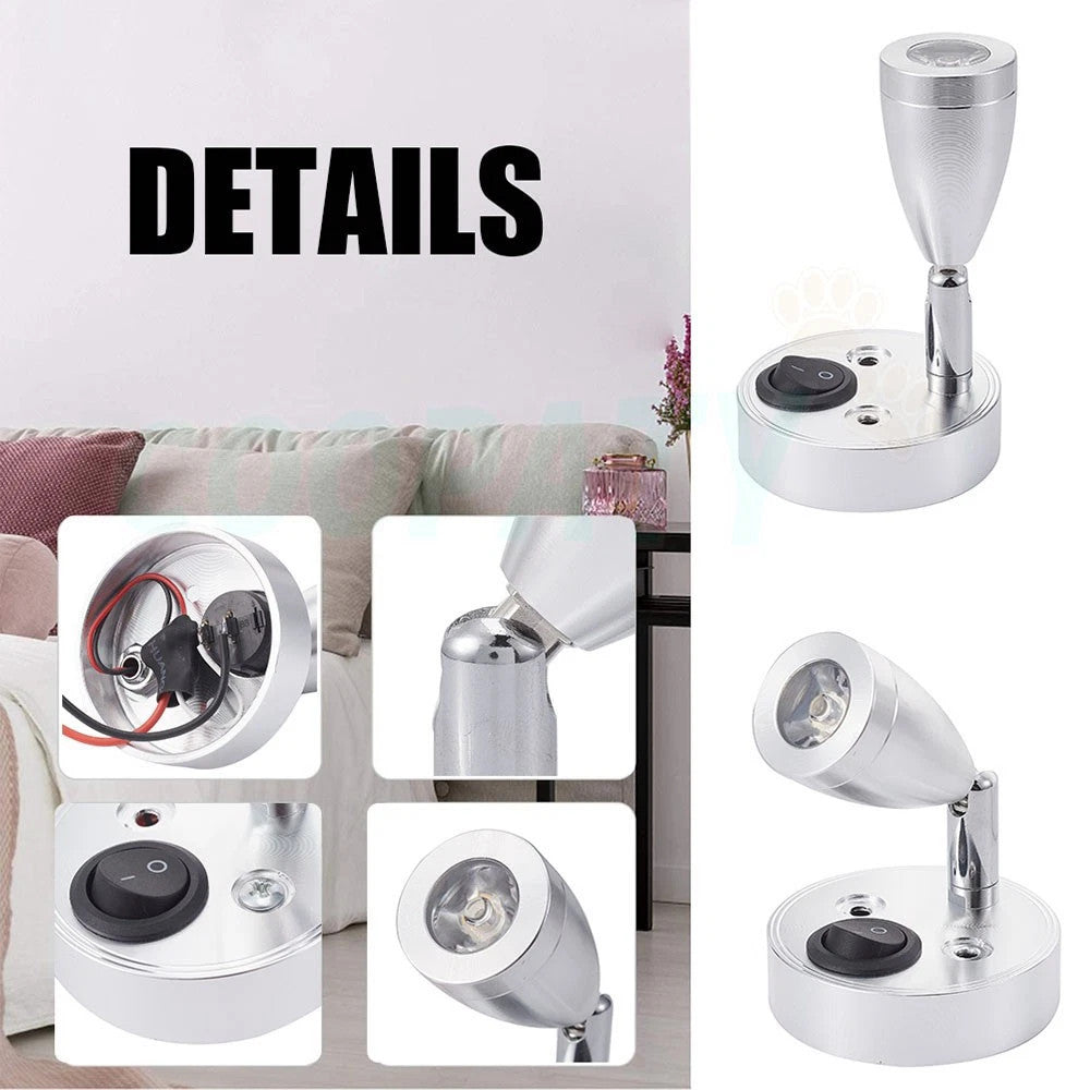2Pc 12V LED Interior Spot Reading Light Switch Camper Van Caravan Boat Motorhome