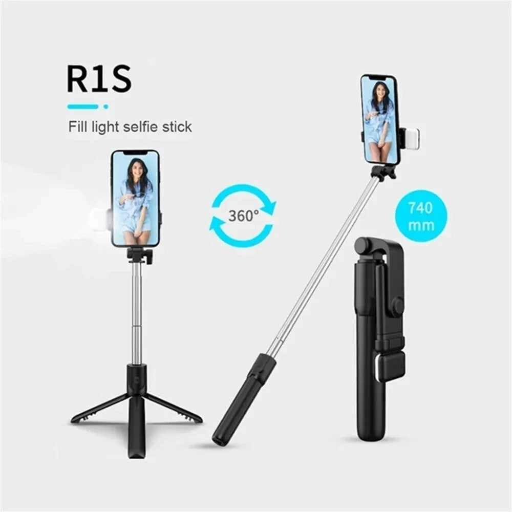 Monopod Selfie Stick Bluetooth Tripod Fill Light Remote for All Phones